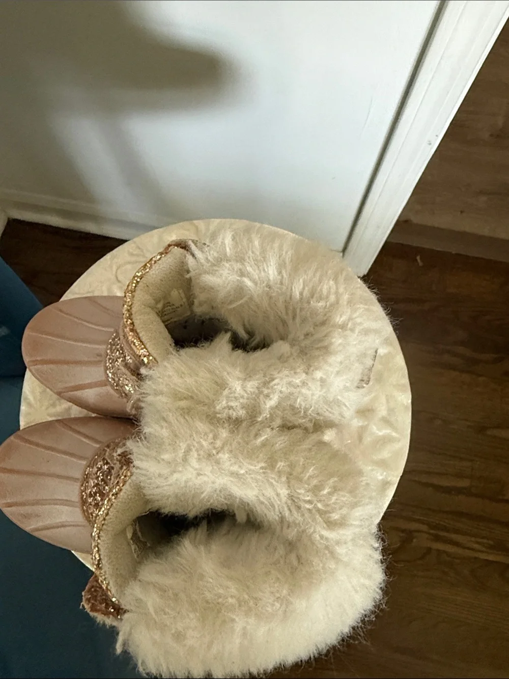 London Fog Girls' Rose Gold Glitter Faux-Fur Winter Boots